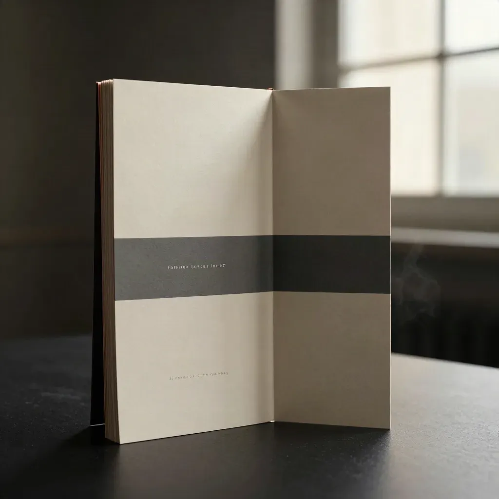 Dark studio mockup of a consultant landing page kit with folded header, offer sheet and CTA block.